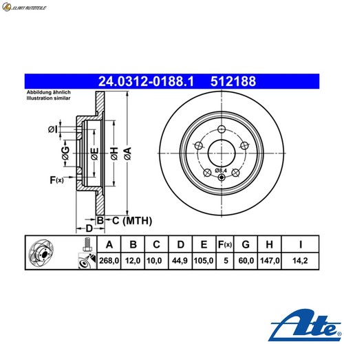 Brake disc 0312 0188 - disc, 24.0312-0188.1